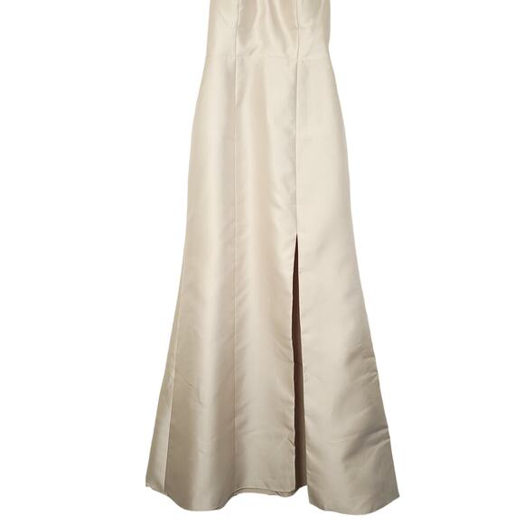 Alfred Sung Halter Satin Trumpet Gown Thigh High Slit, D761, Palomio, Size 6L - Picture 5 of 16